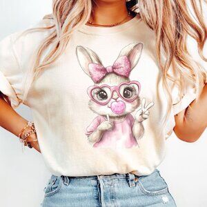Bunny And Bubble Gum Easter Day Shirt, Cute Bunny Shirt